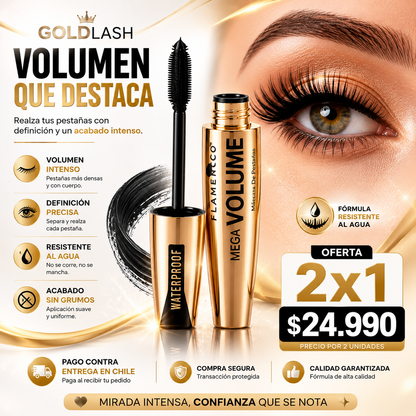 GoldLash | Mascara de pestaña Mas volumen Mas resistente