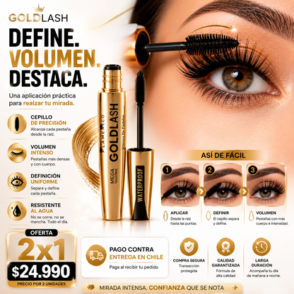 GoldLash | Mascara de pestaña Mas volumen Mas resistente