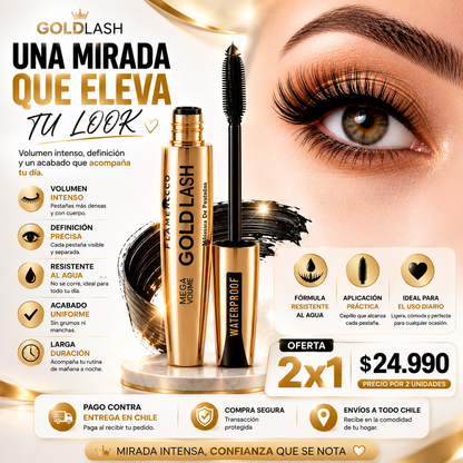 GoldLash | Mascara de pestaña Mas volumen Mas resistente